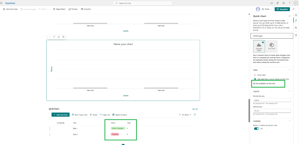 Issue in Creating Qick Chart on choice column in Sharepoint List ...