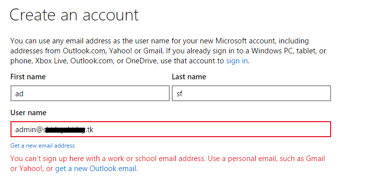 Issue creating a Microsoft Account for accessing a SharePoint Online ...