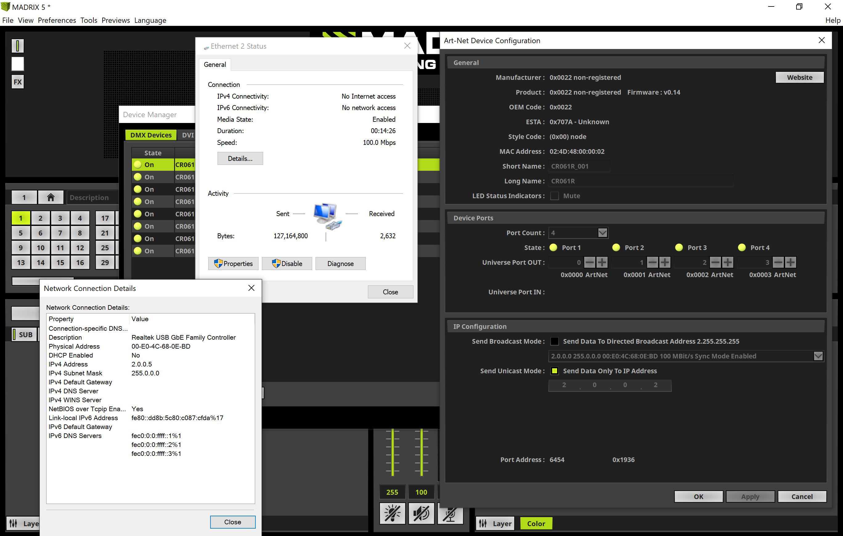 LAN address pings and connects, data packets sent but not received ...