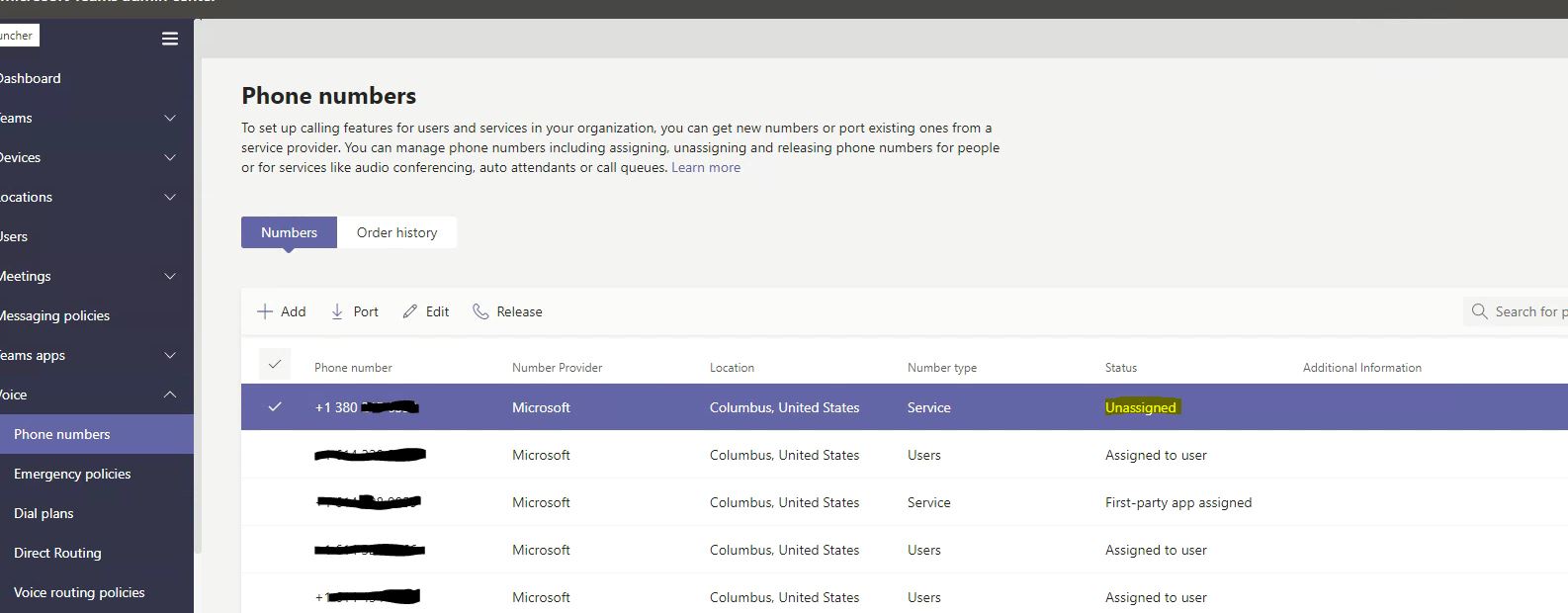 Unable to find phone number when trying to assign to resource account ...