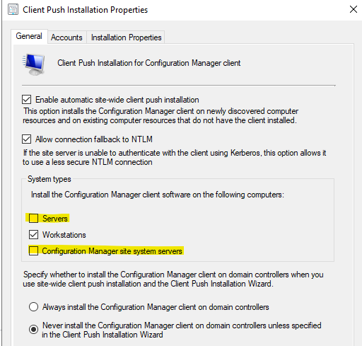 Client auto installation exclude a collection - Microsoft Q&A