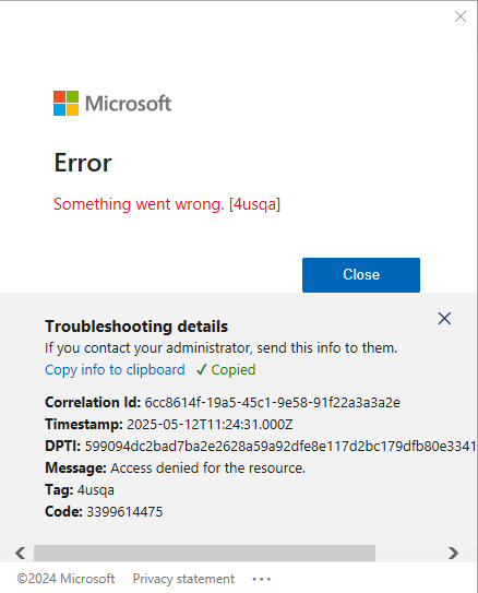 My business is suddenly receving error 4usqa and code 3399614475 in ...