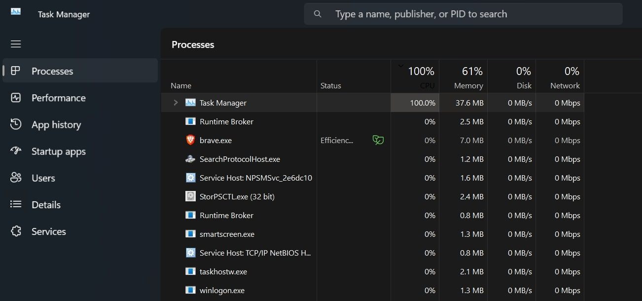 Task Manager Uses 100% CPU When Open - Microsoft Q&A