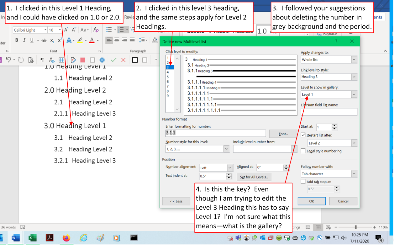 MS Word Subheadings are not numbering correctly. - Microsoft Q&A