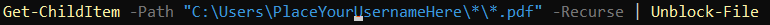 PowerShellCmdUnblockPdfs