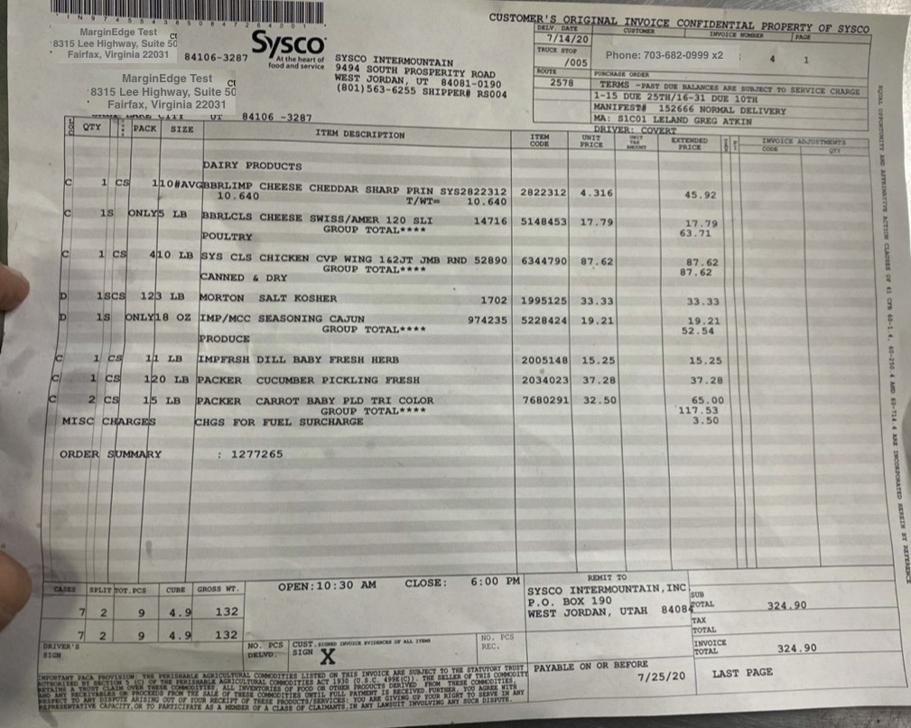 Process-food-invoices-Sysco-Wasabi