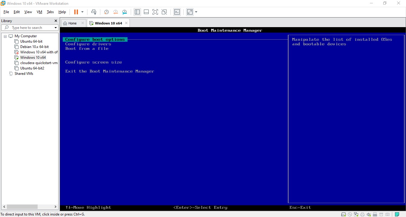 how to configue vmware workstation 15 to boot a virtual machine from a ...