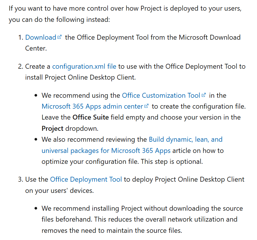 I can't find the link to install Project Online Desktop Client ...