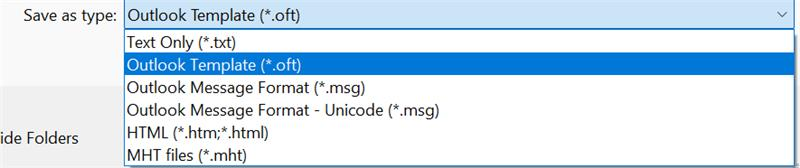 I can't save .oth file in New / classic outlook - Microsoft Q&A