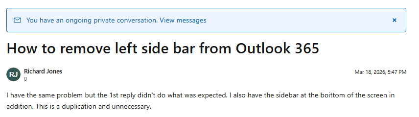 How to remove left side bar from Outlook 365 - Microsoft Q&A