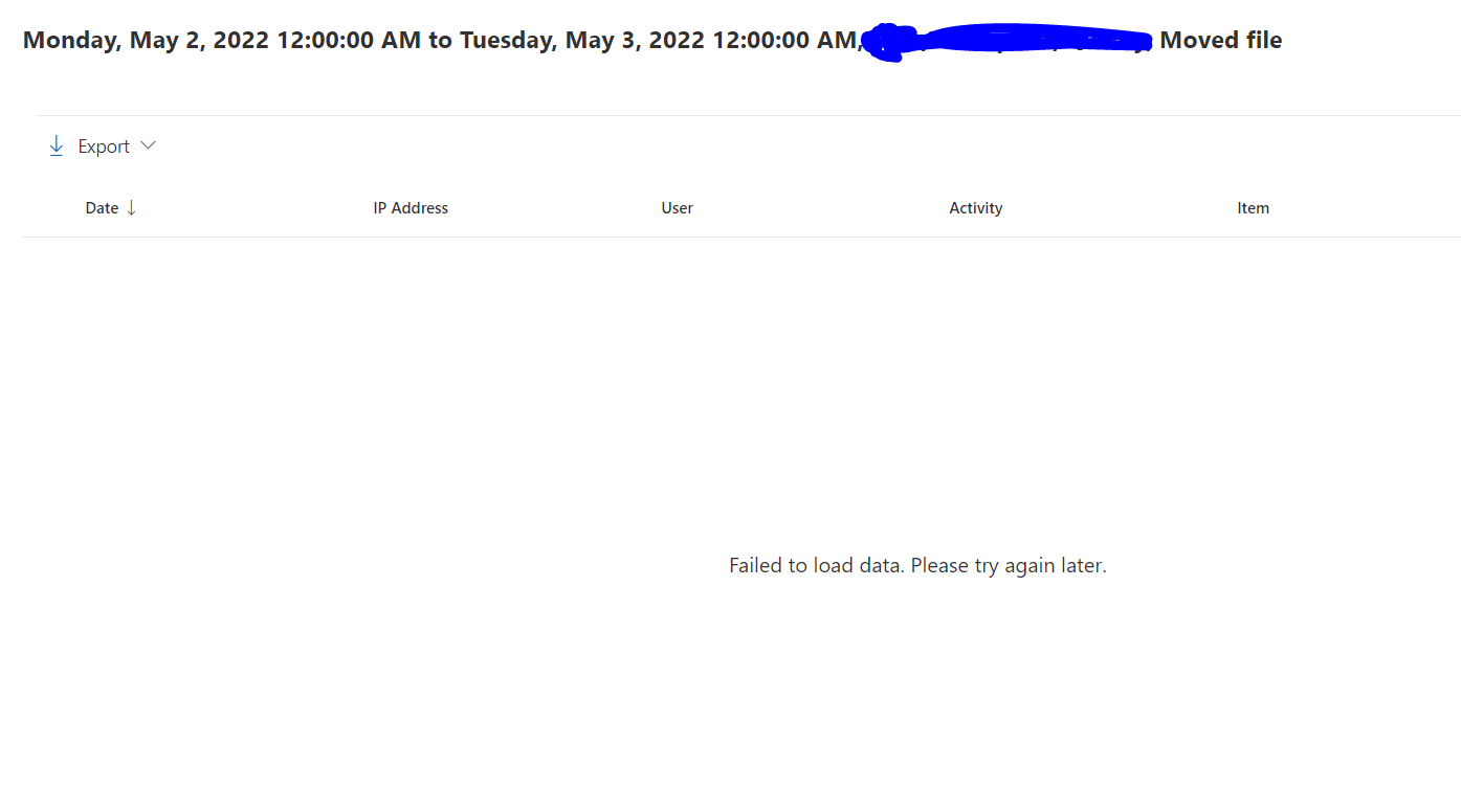 Error while fetching audit log - Microsoft Q&A