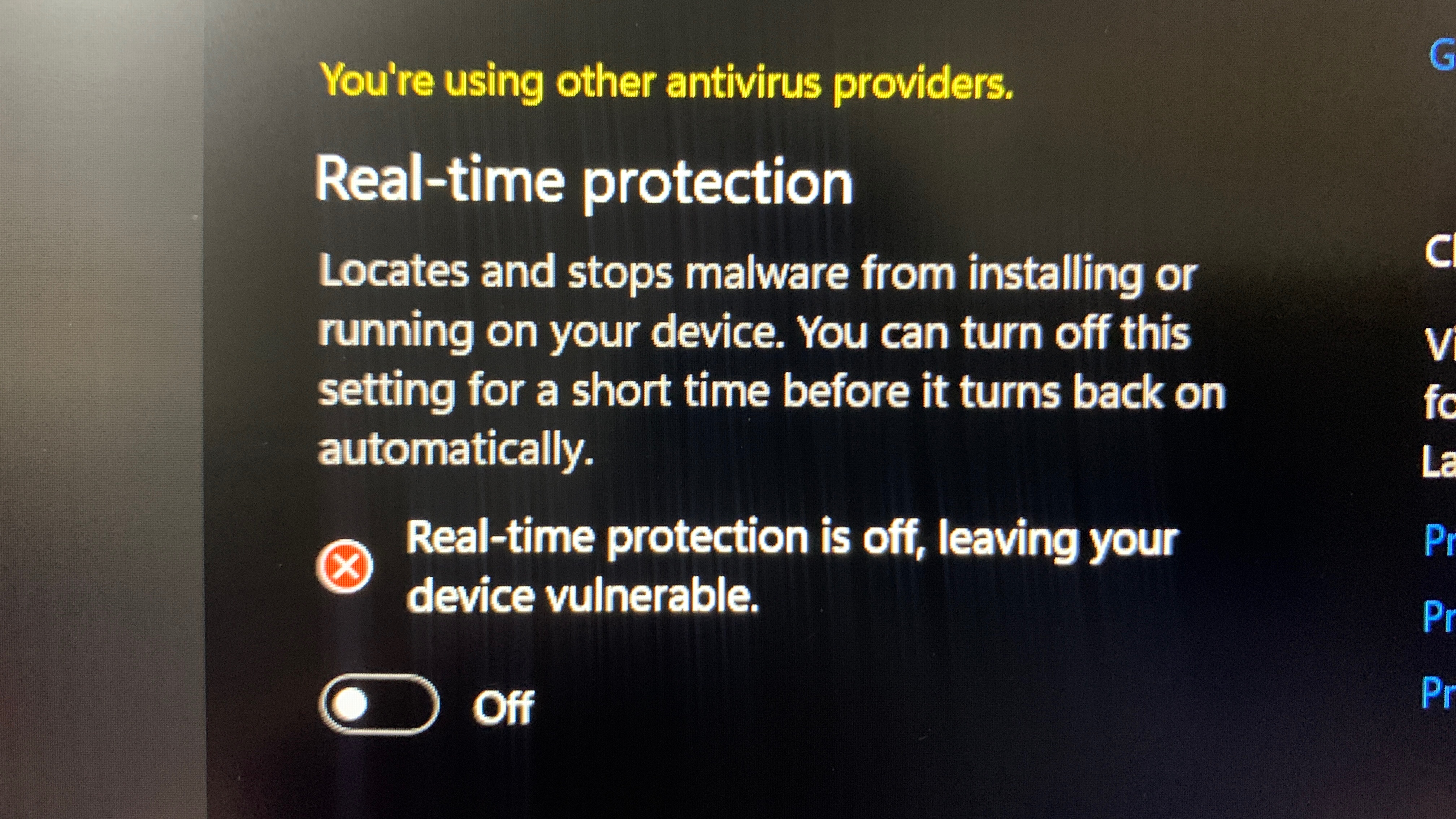 Can't turn on Real Time Protection. - Microsoft Q&A