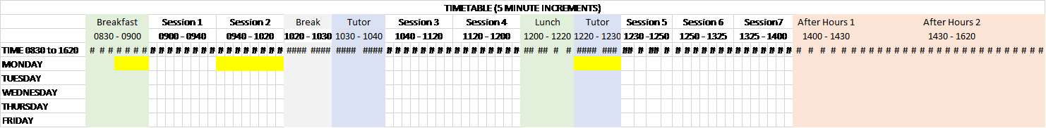 Duration of tasks in a timetable with excel - Microsoft Q&A