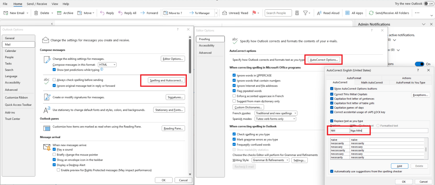Autocorrect options have stopped working on Microsoft Outlook ...