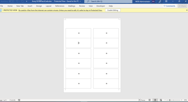 Avery 16109 cards template incorrect - Microsoft Q&A