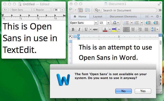 Google's free font Open Sans doesn't load in Word or Excel 2011 after ...