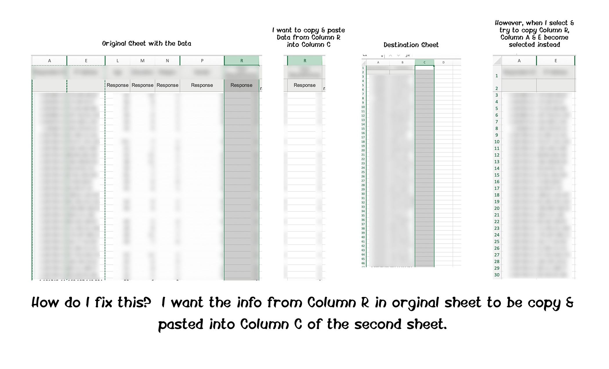 Has anybody had problems copying columns from one sheet to another ...