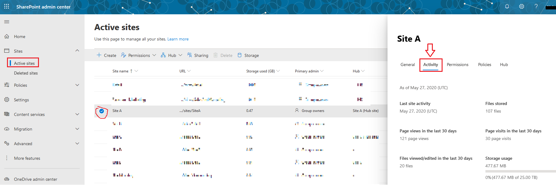 No information displayed in Activity tab - Microsoft Q&A