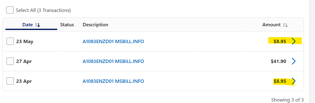 Amex MS transactions