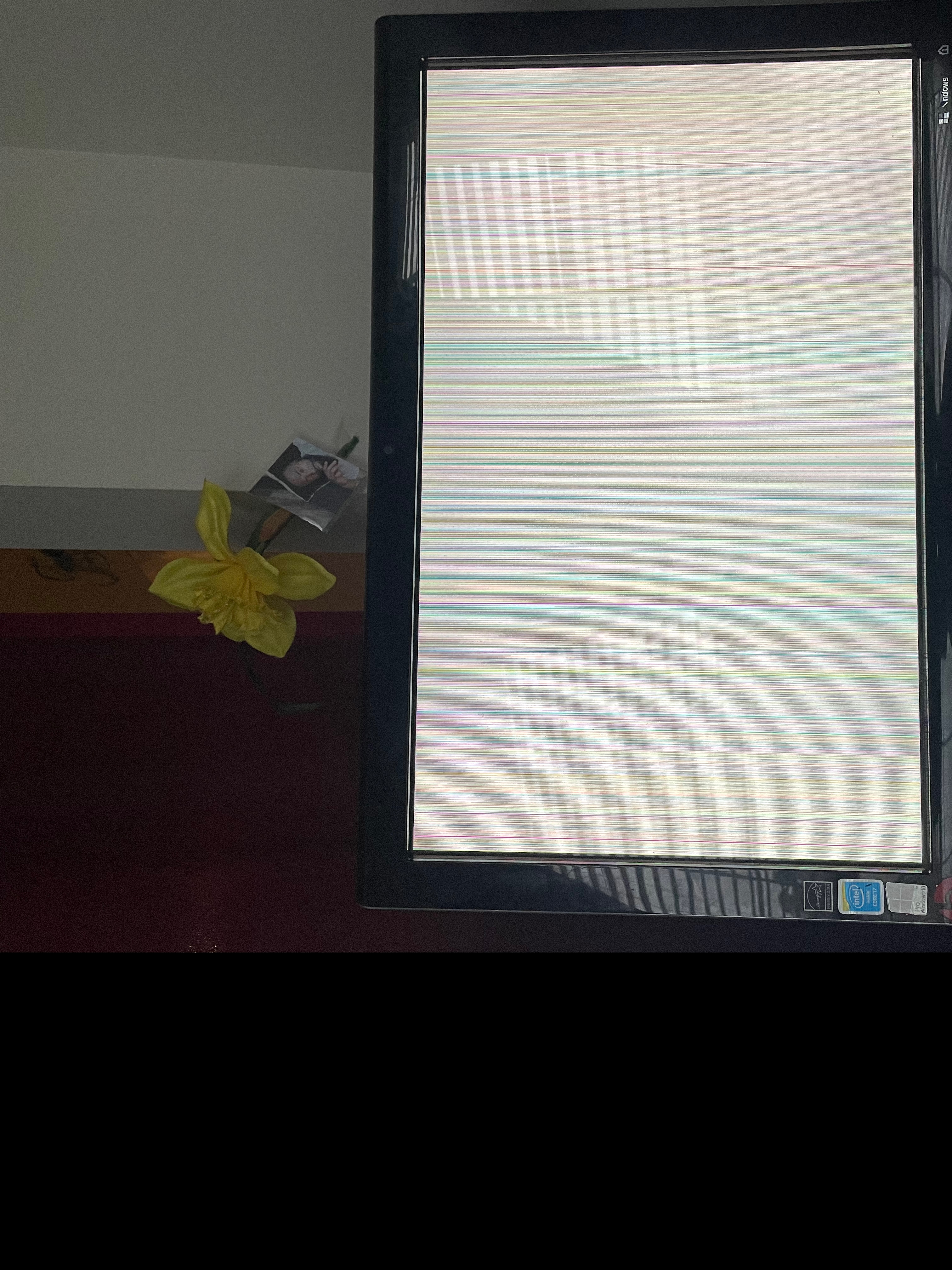 When I power on my desktop colorful vertical lines appear on the whole ...