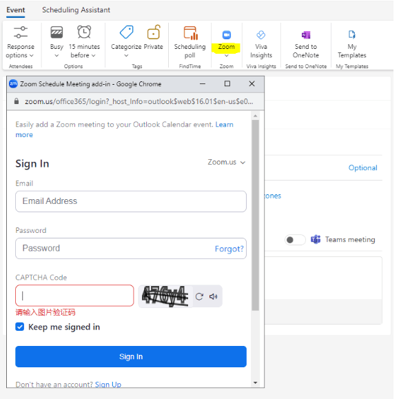 How can I make Zoom work with New Outlook? When creating a Zoom meeting ...