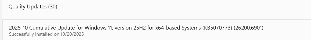 SOLVED with update .6901 WinRE in Build 26200.6899 is broken, cannot ...