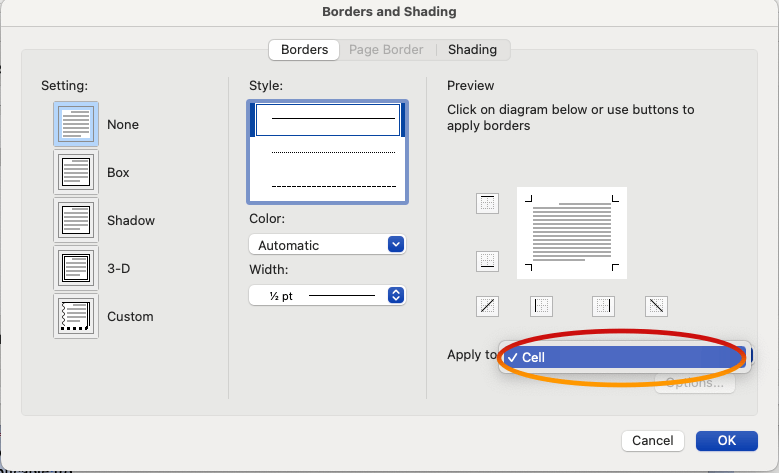 How to create border lines for each cell of the first column in a table ...