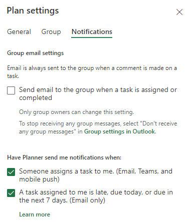 Turning off task email notifications in Planner - Microsoft Q&A