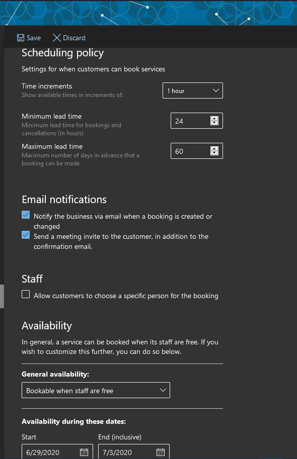 Bookings Schedule Not Displaying Available Time-Slots - Microsoft Q&A