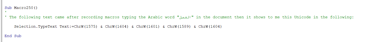 I have a problem with Arabic text it appears in Unicode format in VBA ...