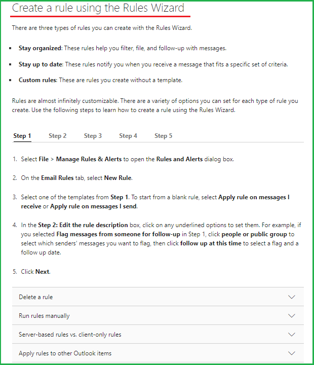 Outlook 365 app inbox rules only work when set - Microsoft Q&A