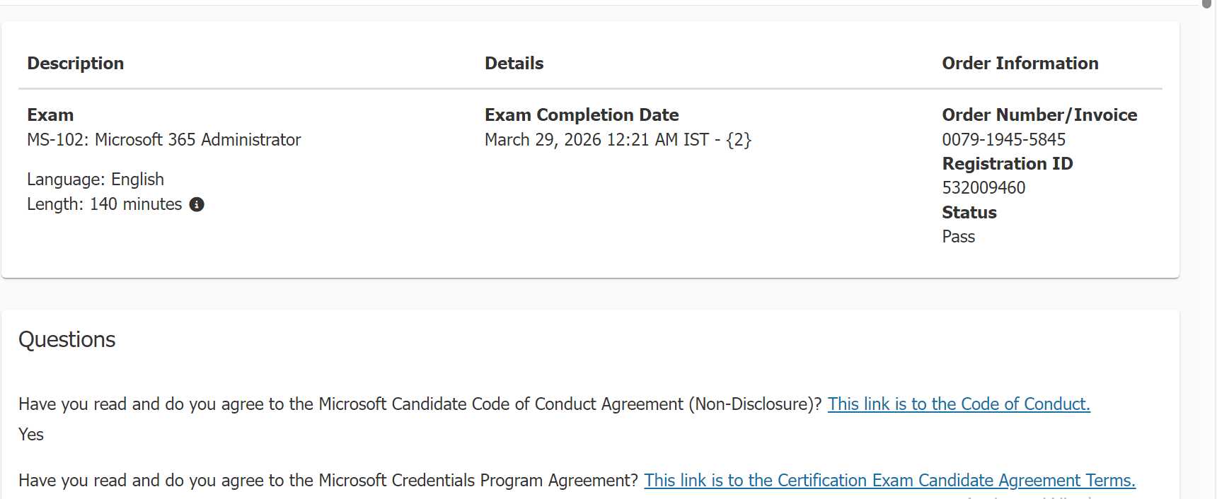 I passed the MS-102 exam on 29th march at 12:31 AM. But the credential ...