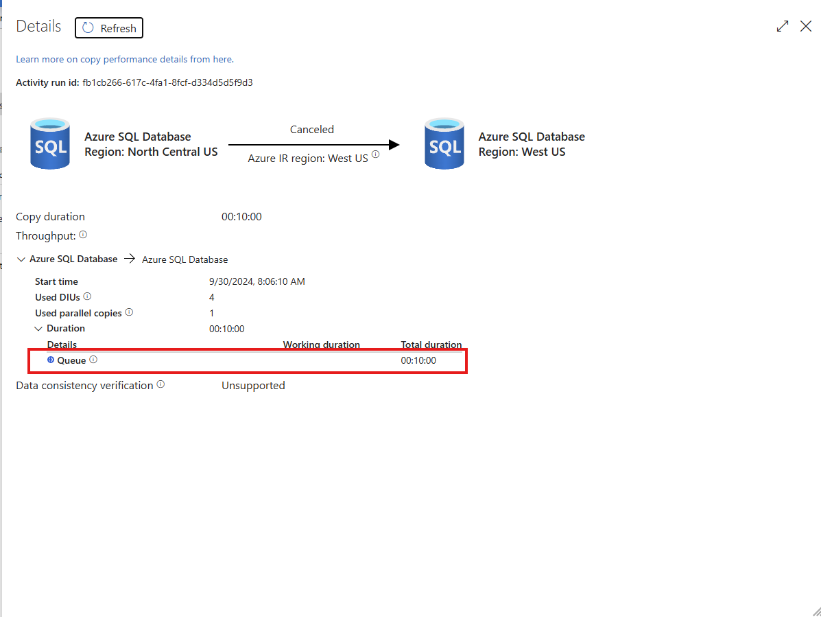 Copy data from DB to DB in Queue until activity timeout - Microsoft Q&A