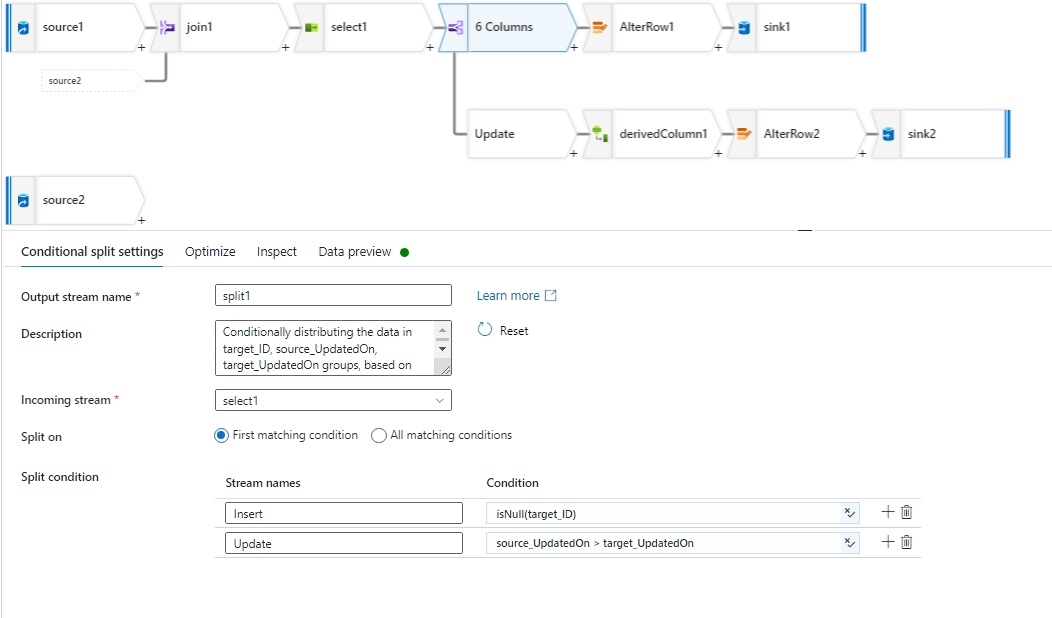 Azure Data Factory: Insert and Update based on source and target ...