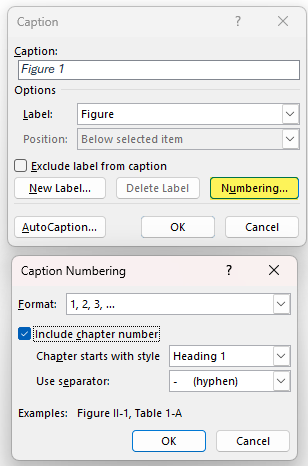 Editing Figure and Table captions when headings can't be numbered ...