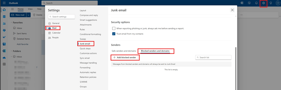 How do I block spam emails that Outlook thinks are being sent from my ...