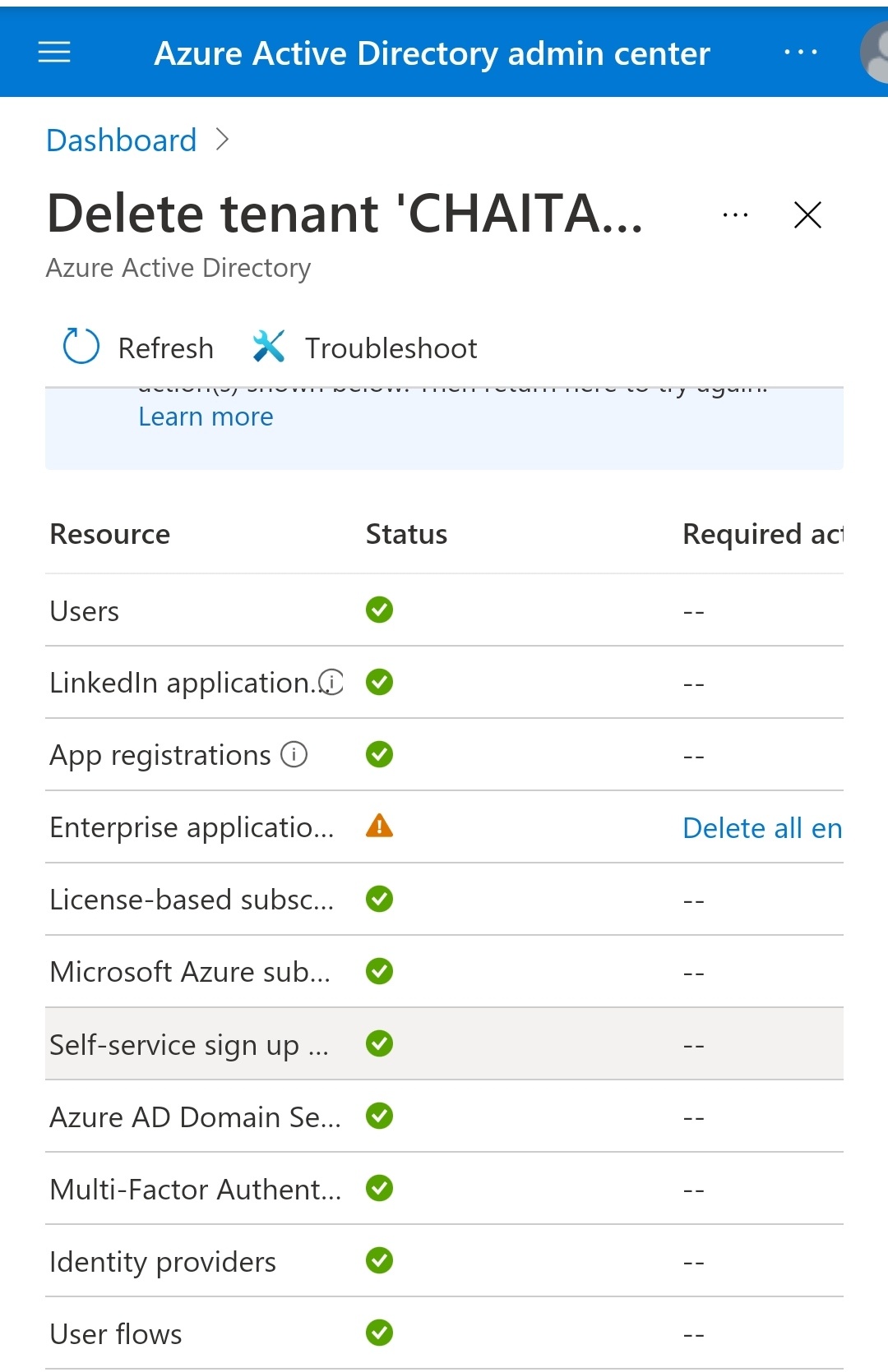 Not Able to Delete Azure AD Tenant - Microsoft Q&A