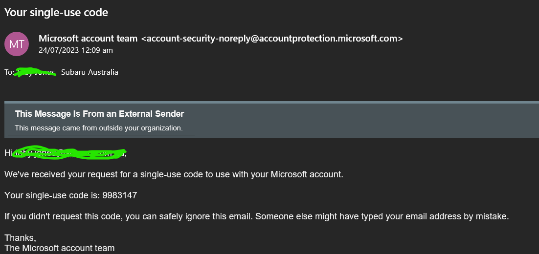 Microsoft account - single use code : r/Scams