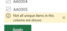 Not all unique items in this column are displayed - Microsoft Q&A