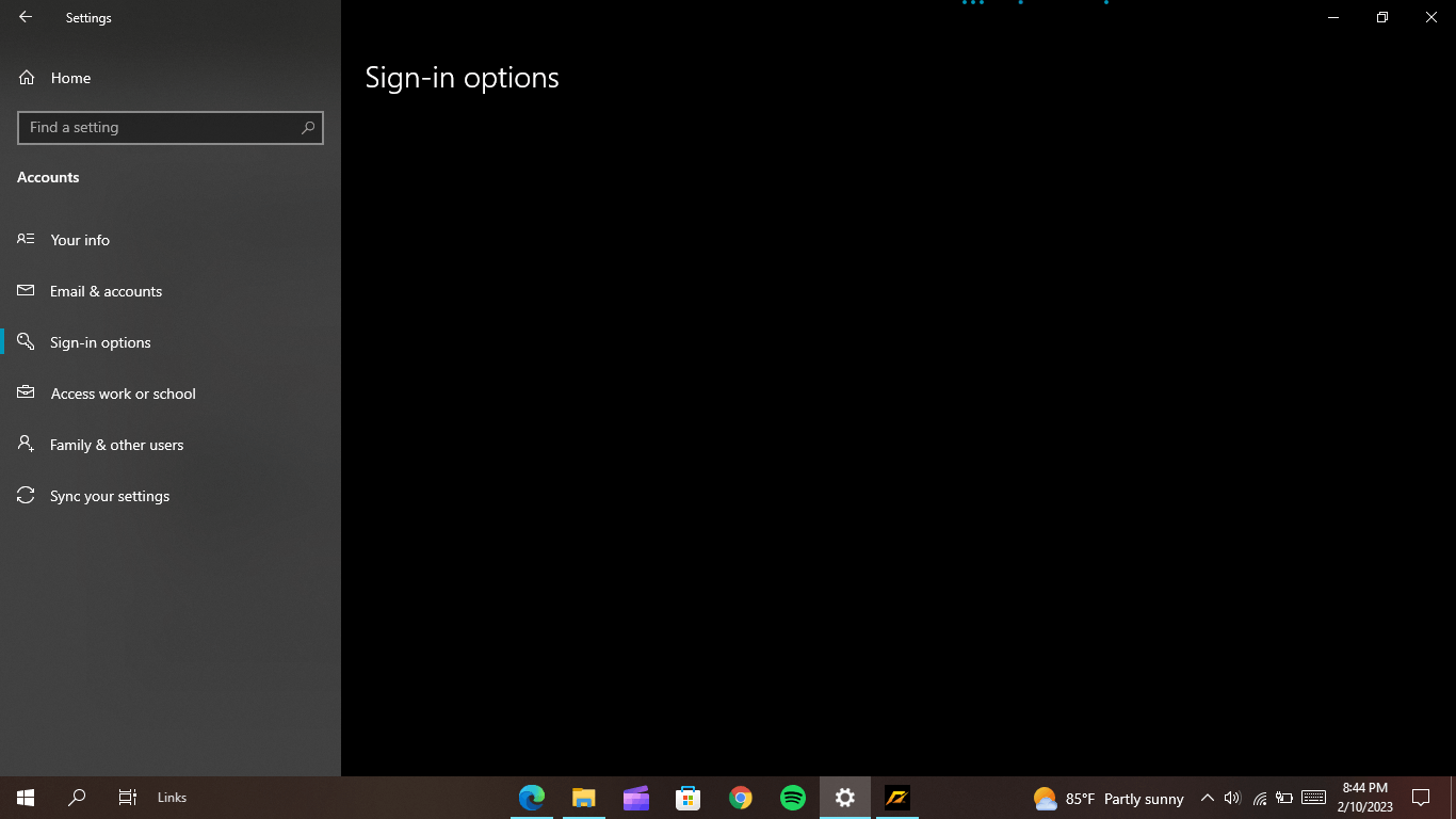 Sign in option settings not loading - Microsoft Q&A