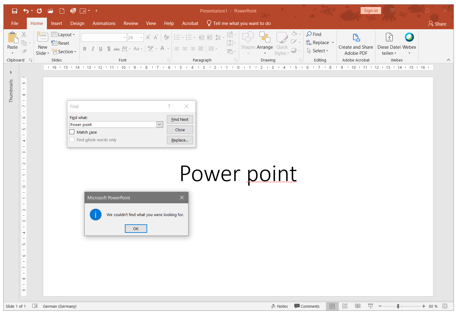 Powerpoint 2019 - can't find SPACES with 