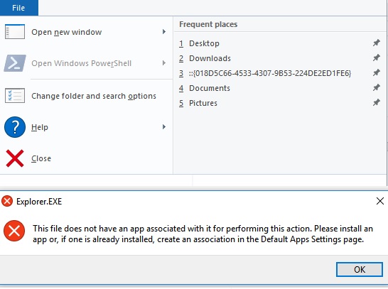 Windows 10 File Explorer Frequent Places Corrupt After Deleting ...