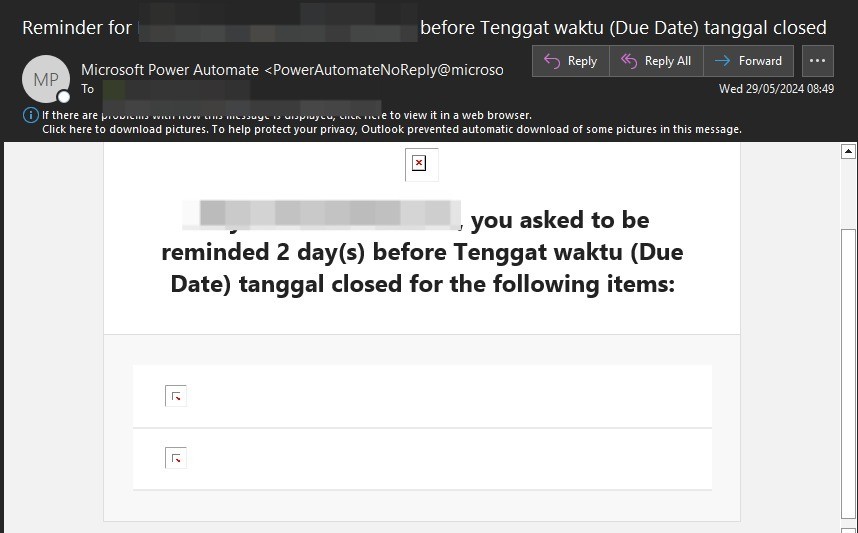 Why dont Microsoft Lists reminder emails actually display the due tasks ...