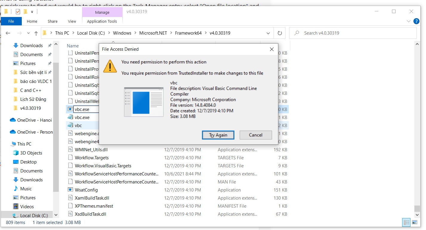 Visual basic command line compiler process is running and literally ...