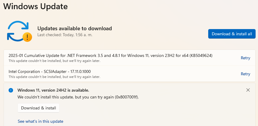 How can I fix Windows 11 update error - 0x8007001f. - Microsoft Q&A
