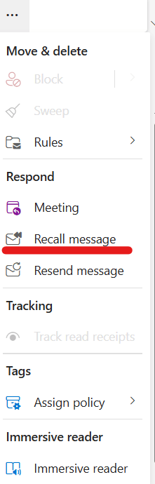 How do I recall a message past 1 hour after it has been sent ...