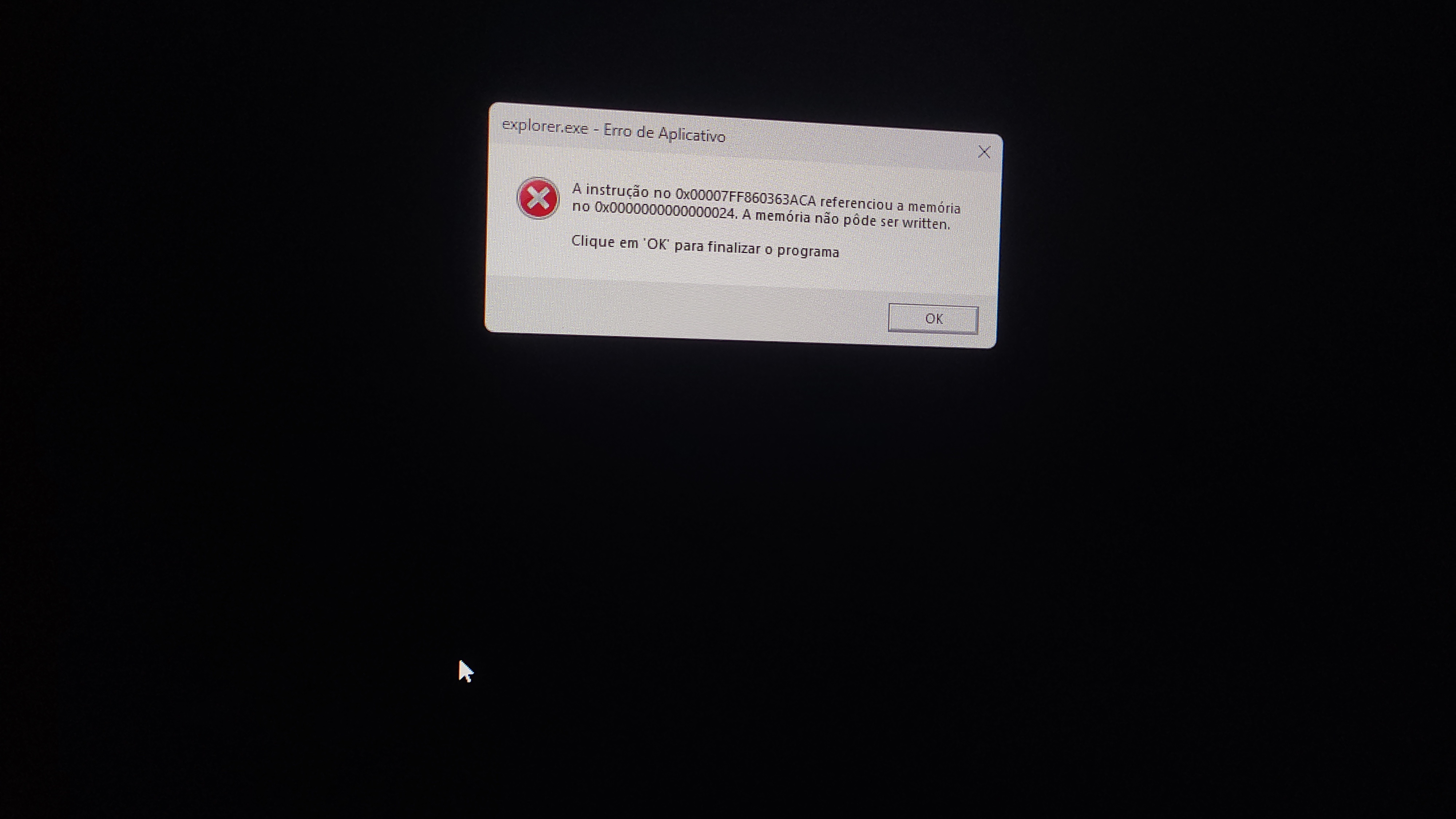 Erro memória não pode ser written, como faço para resolver