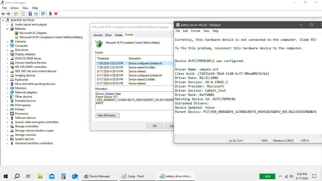Aspire 5750 Microsoft ACPI Compliant Control Method Battery shows as ...