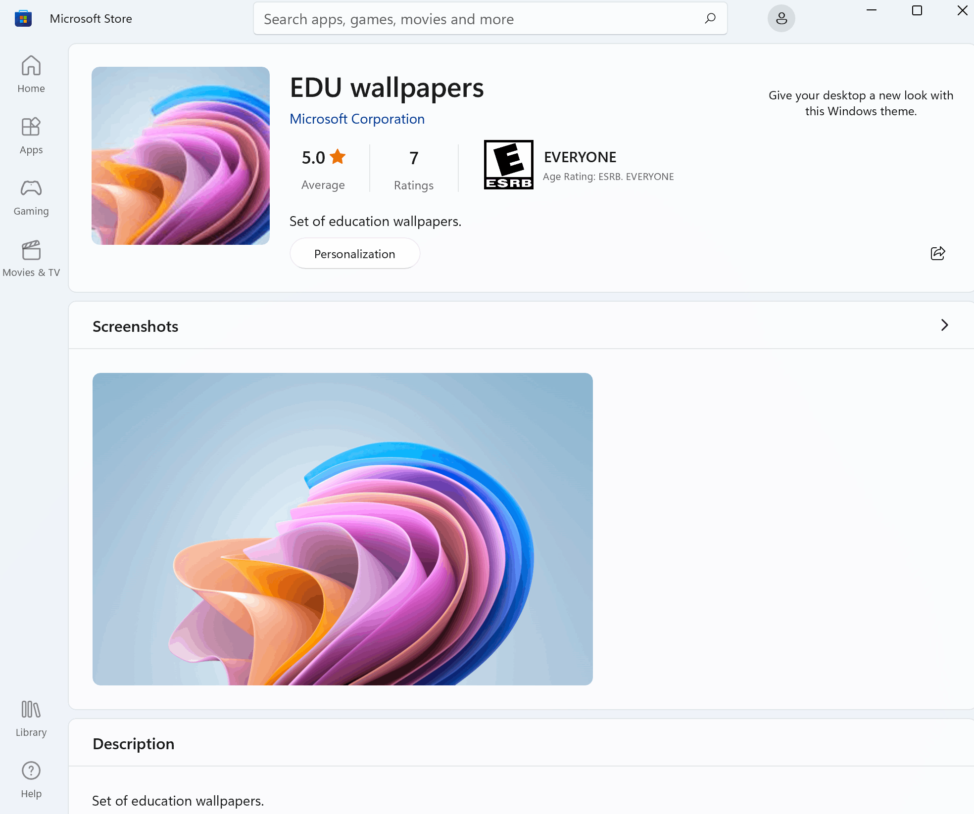 when i go to install the app called EDU Wallpapers, the get button is ...