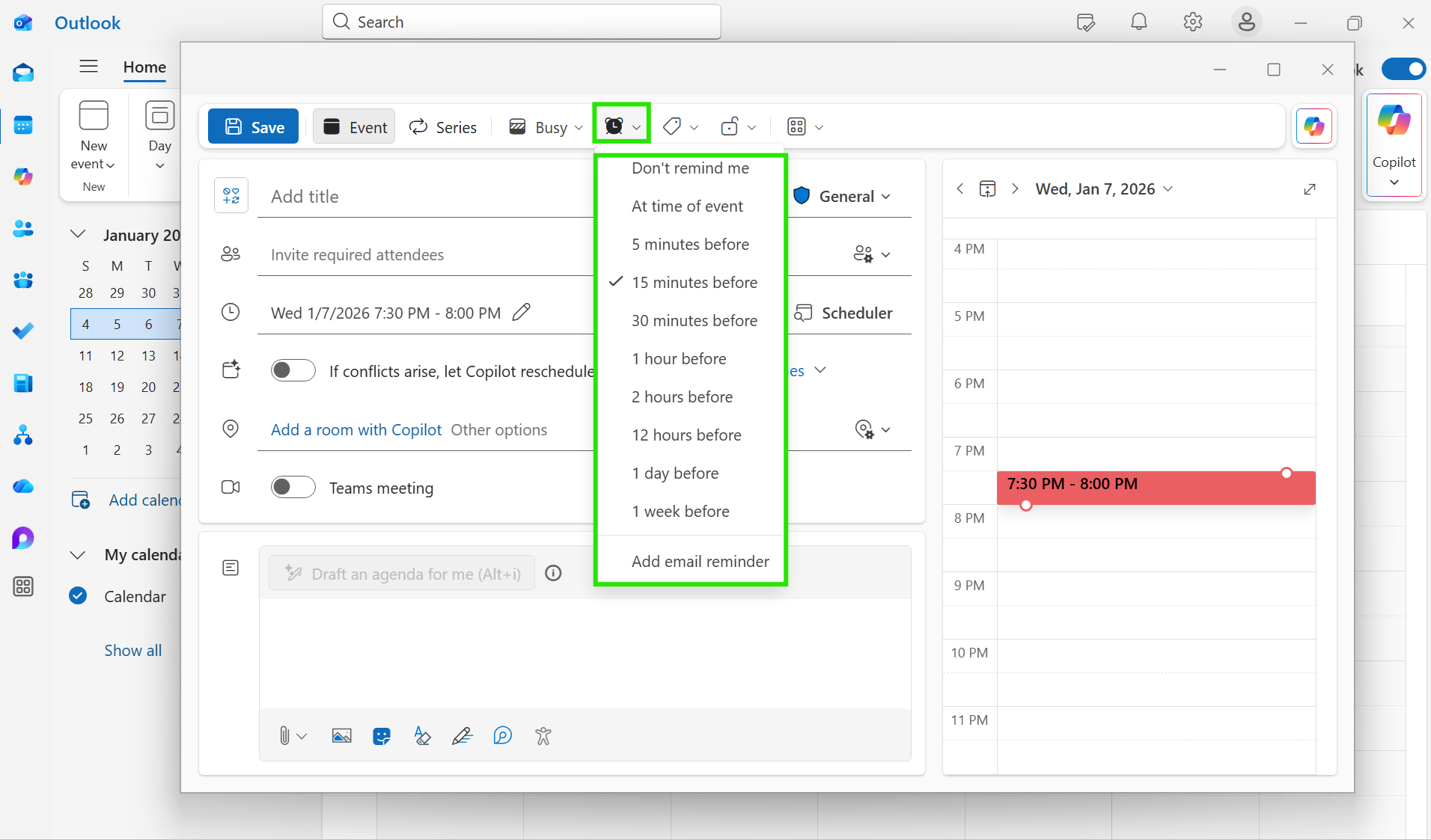Can the default “new calendar item” window be customized? - Microsoft Q&A